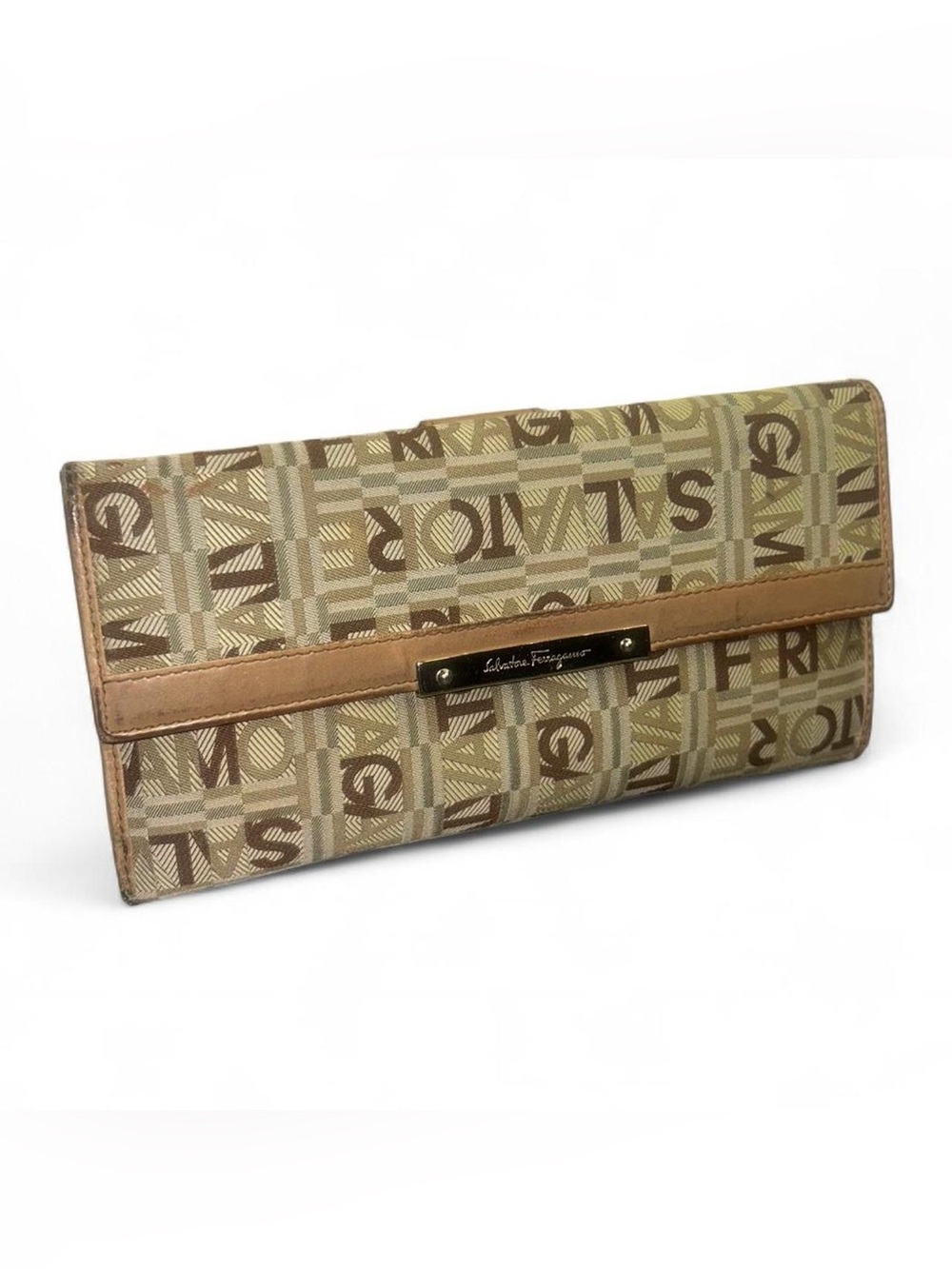 Salvatore Ferragamo Vintage Logo Jacquard Continental Wallet Made in Italy - Picture 2 of 9